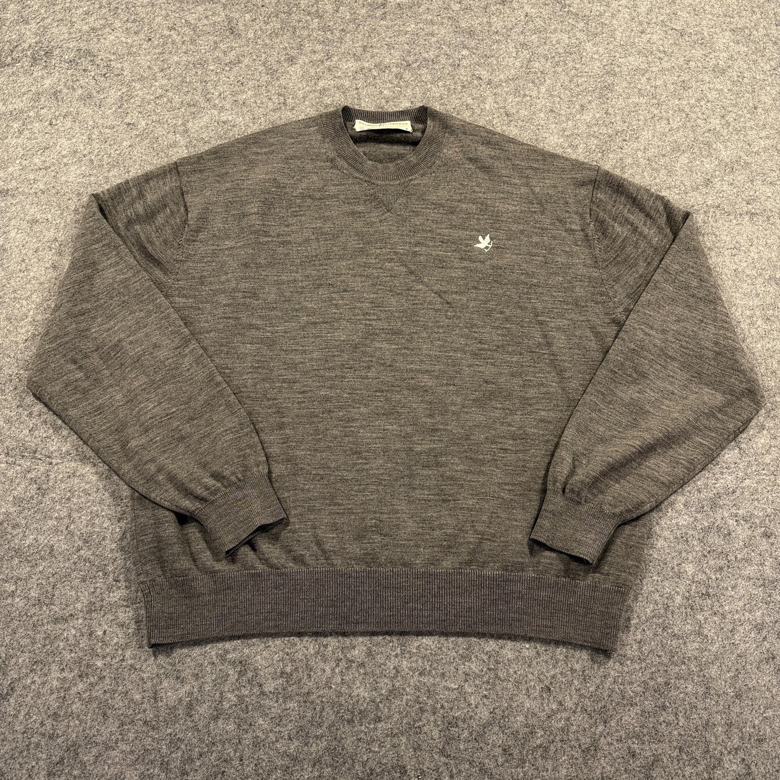 Fairway Greene Sweater Mens Large Gray Merino Wool Crewneck Golf Pullover